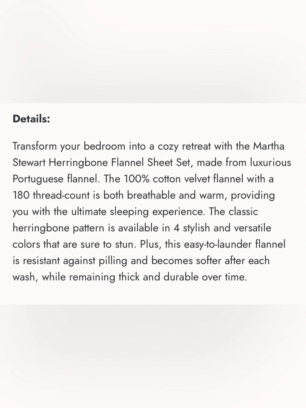 🛏️ New Martha Stewart Flannel Herringbone Sheet Set. Full. Slate Grey.